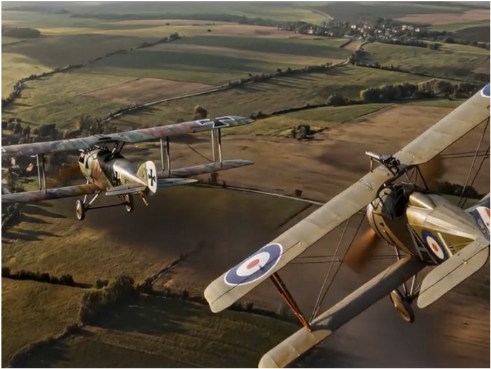 Albert Ball's Nieuport biplane in pursuit